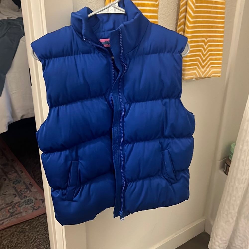 Blue puffer jacket